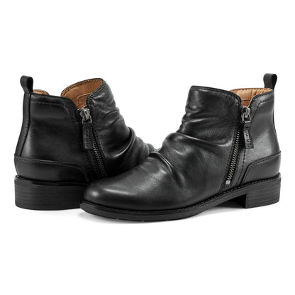 Earth Shoes Nadya Round Toe Ruched Casual Booties