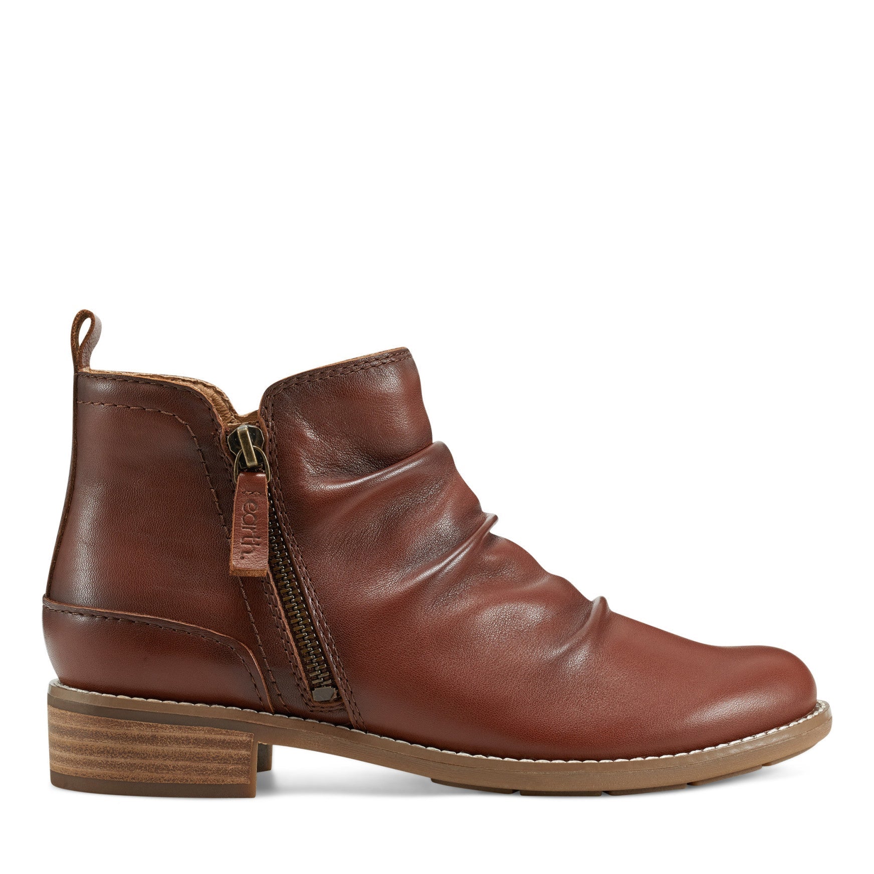 Earth Shoes Nadya Round Toe Ruched Casual Booties