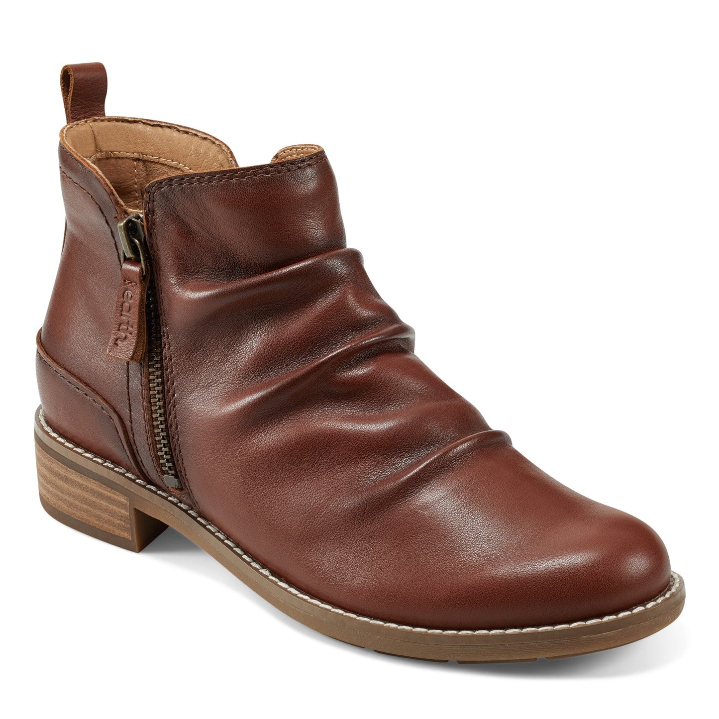 Earth Shoes Nadya Round Toe Ruched Casual Booties