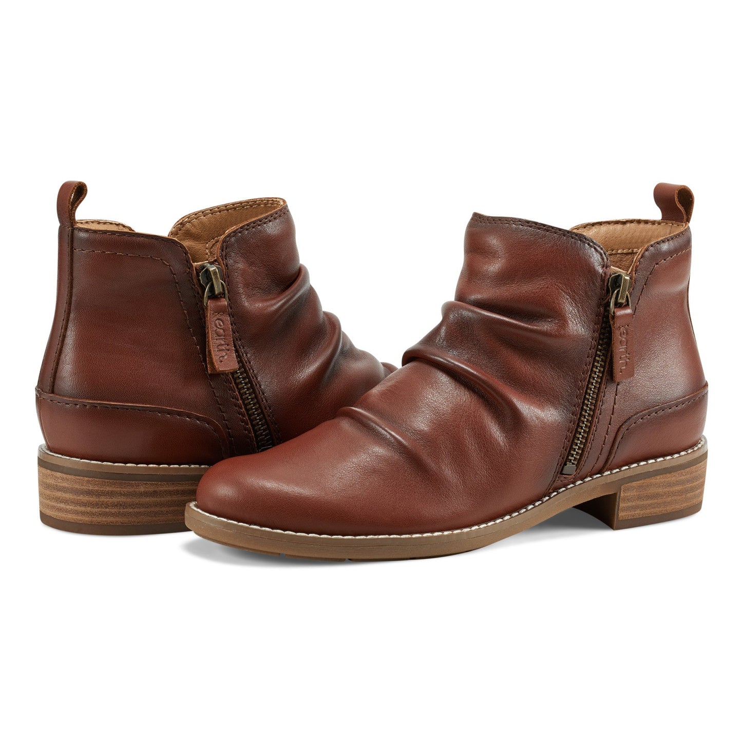 Earth Shoes Nadya Round Toe Ruched Casual Booties