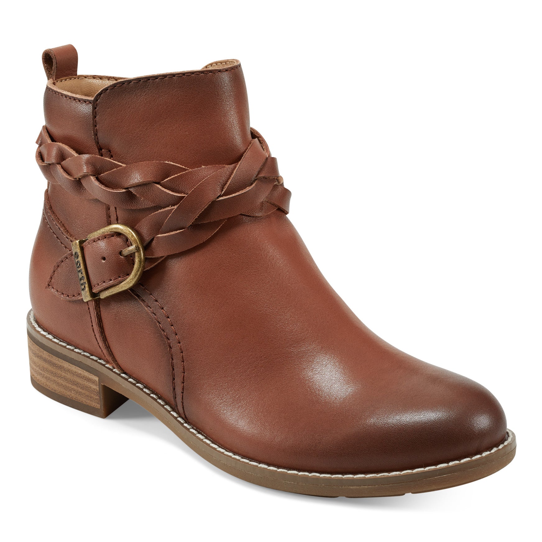 Earth Shoes Nicole Round Toe Stacked Heel Casual Booties