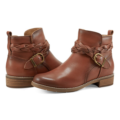 Earth Shoes Nicole Round Toe Stacked Heel Casual Booties