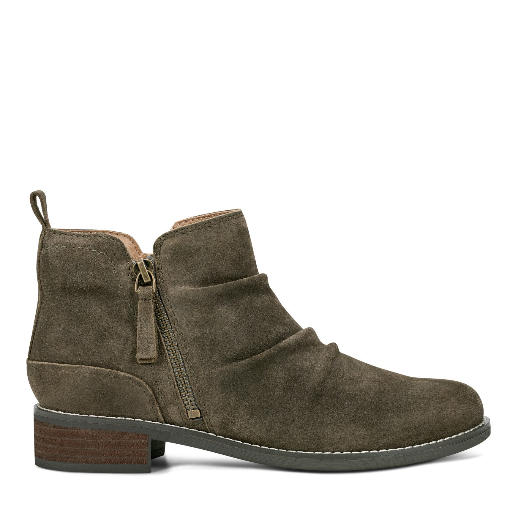 Earth Shoes Nadya Round Toe Ruched Casual Booties