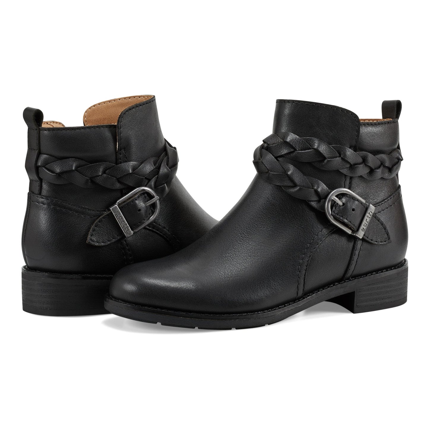 Earth Shoes Nicole Round Toe Stacked Heel Casual Booties