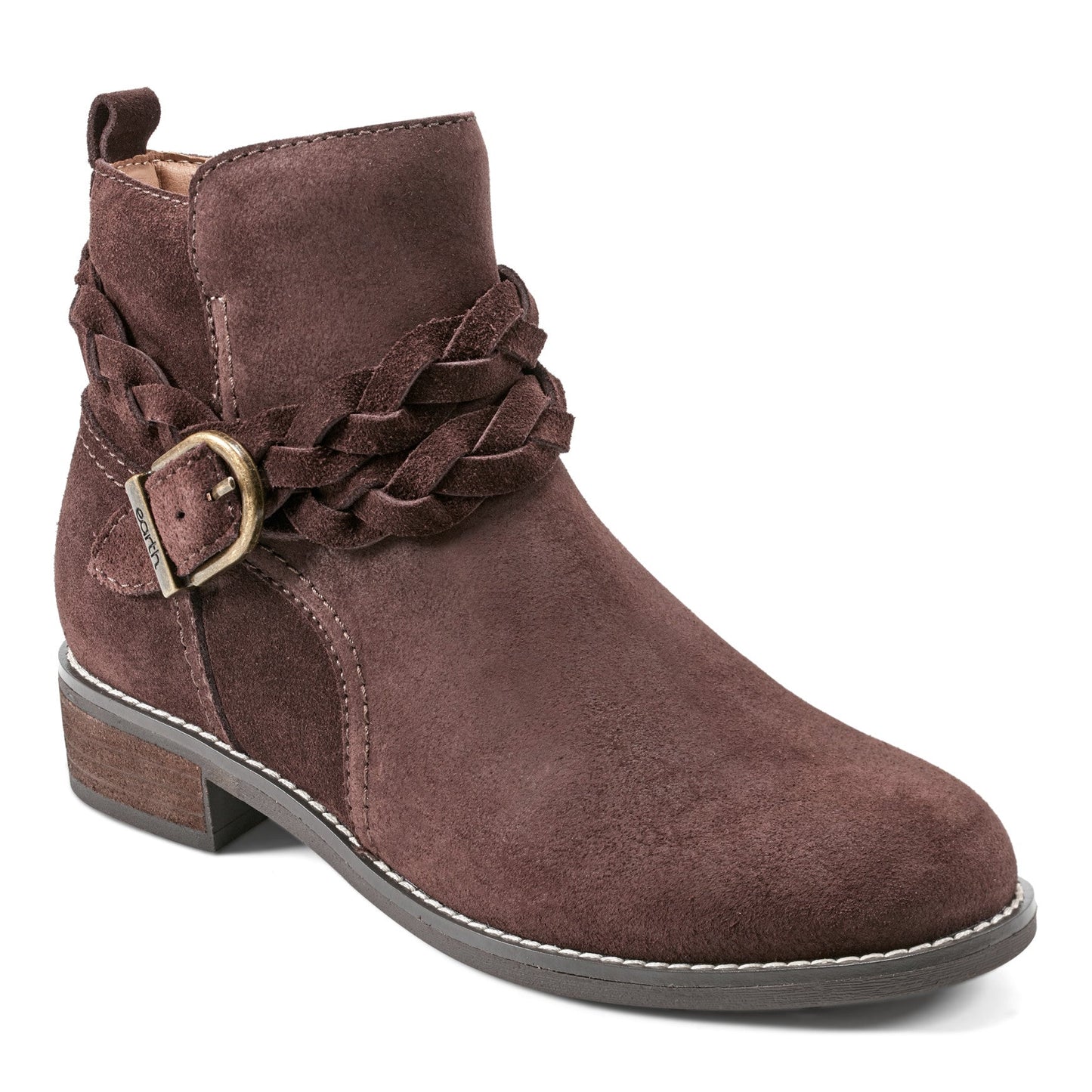 Earth Shoes Nicole Round Toe Stacked Heel Casual Booties