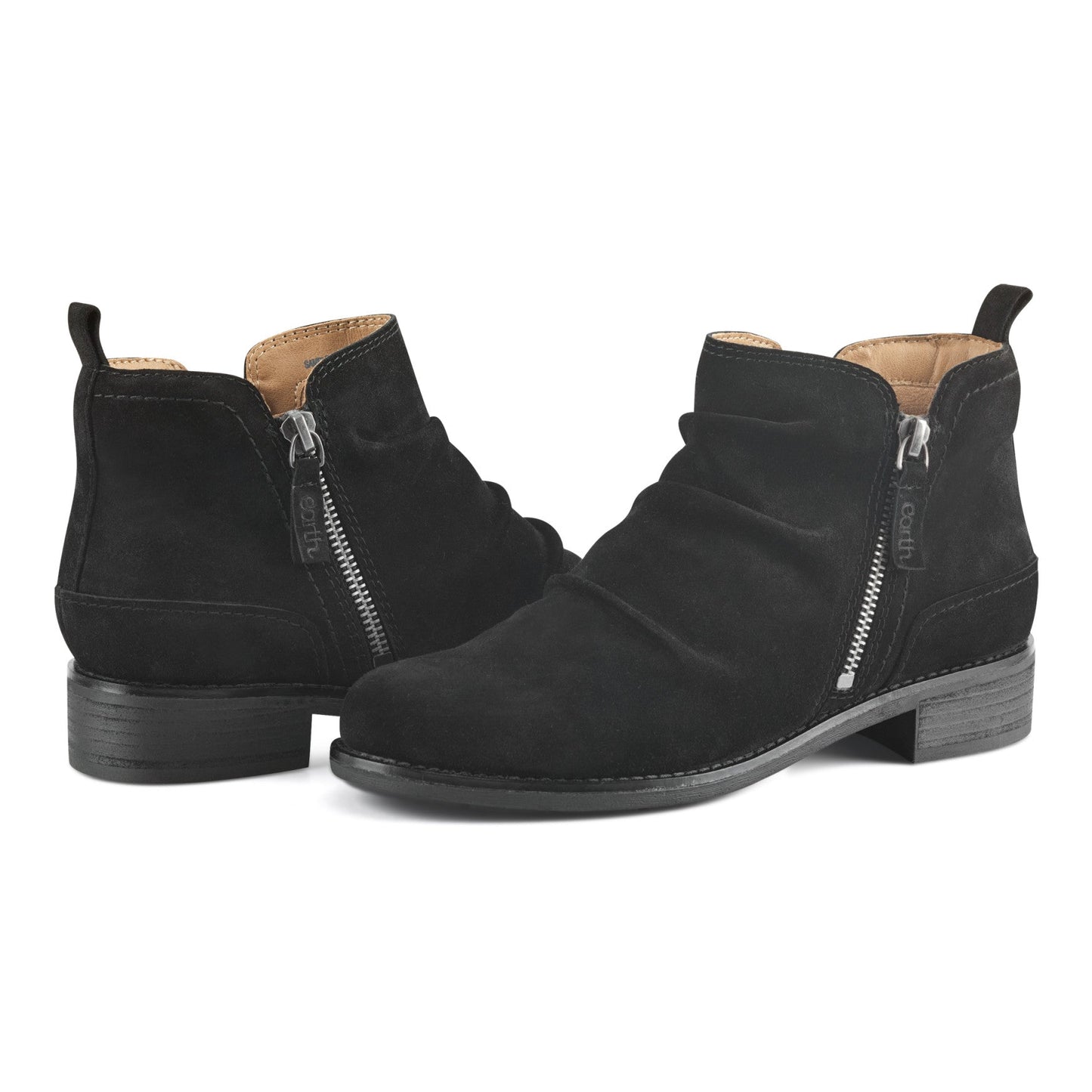 Earth Shoes Nadya Round Toe Ruched Casual Booties