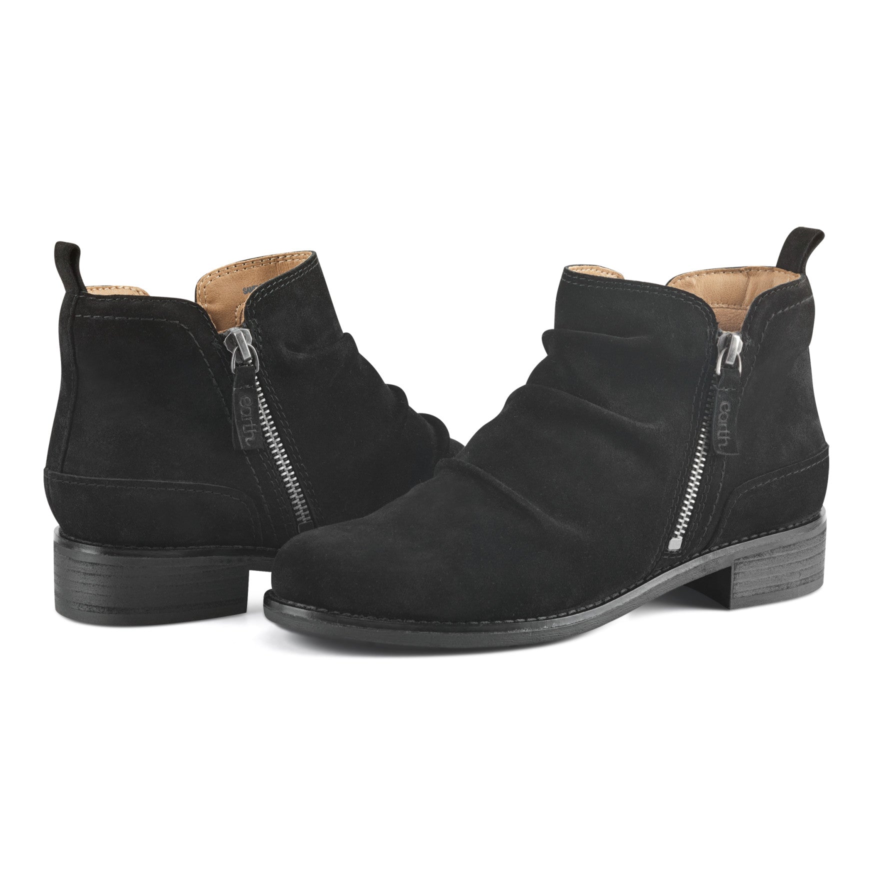 Earth Shoes Nadya Round Toe Ruched Casual Booties