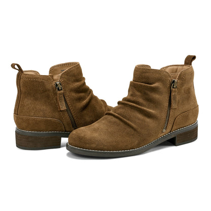 Earth Shoes Nadya Round Toe Ruched Casual Booties