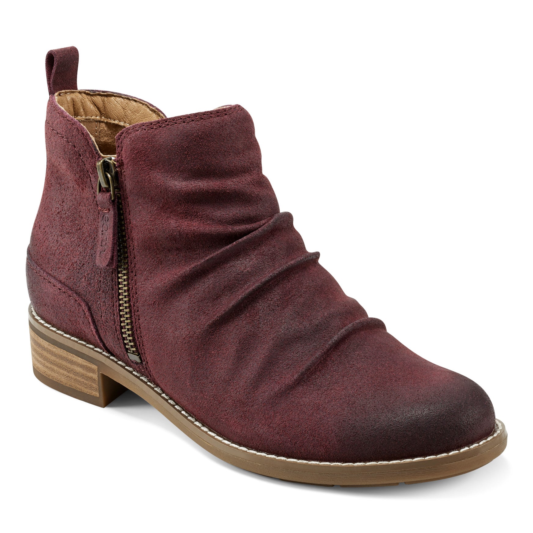 Earth Shoes Nadya Round Toe Ruched Casual Booties