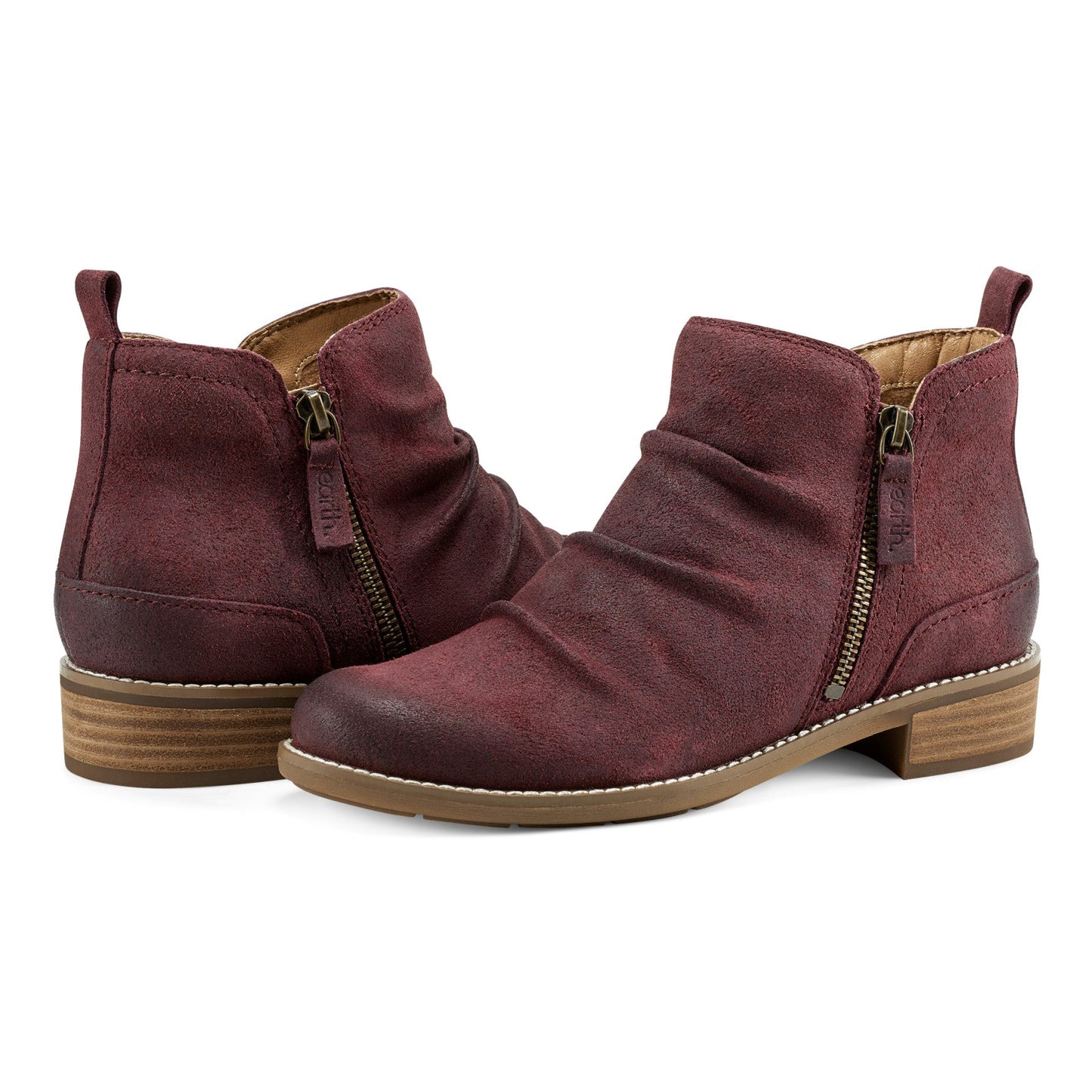 Earth Shoes Nadya Round Toe Ruched Casual Booties